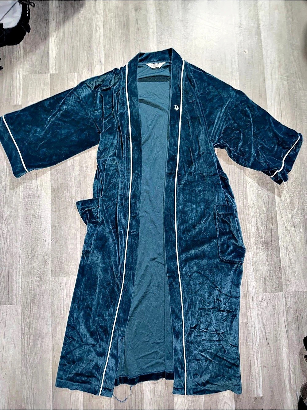 Christian Dior Vintage Monsieur Velour Robe Blue
